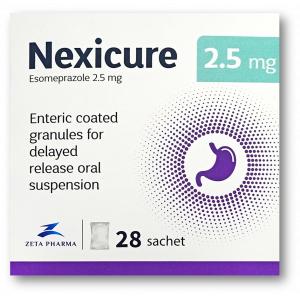 NEXICURE 2.5 MG ( ESOMEPRAZOLE ) ENTERIC COATED GRANULES FOR DELAYED RELEASE ORAL SUSPENSION 28 SACHETS